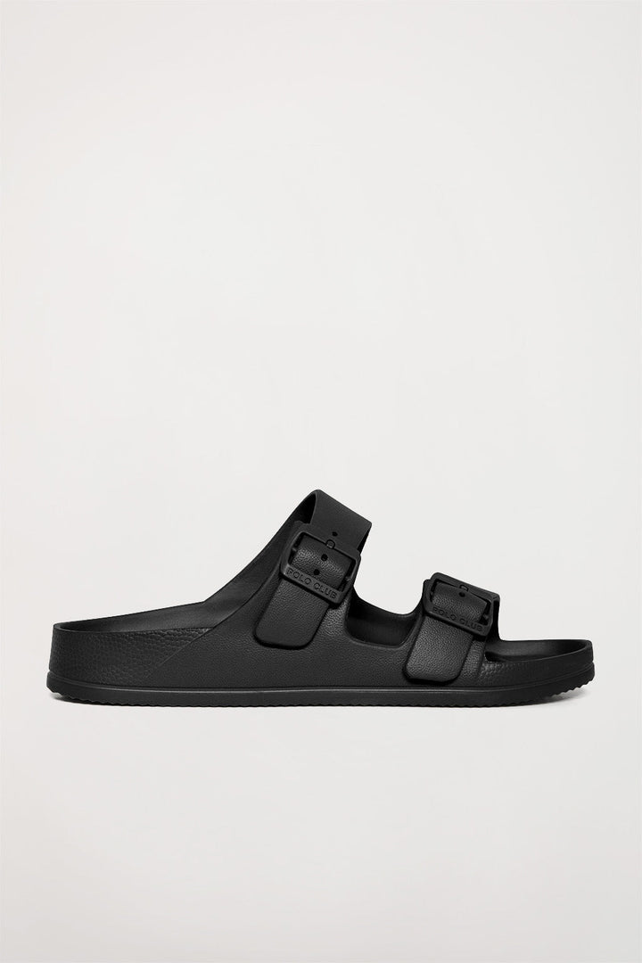 Black bio sandal with buckles for women