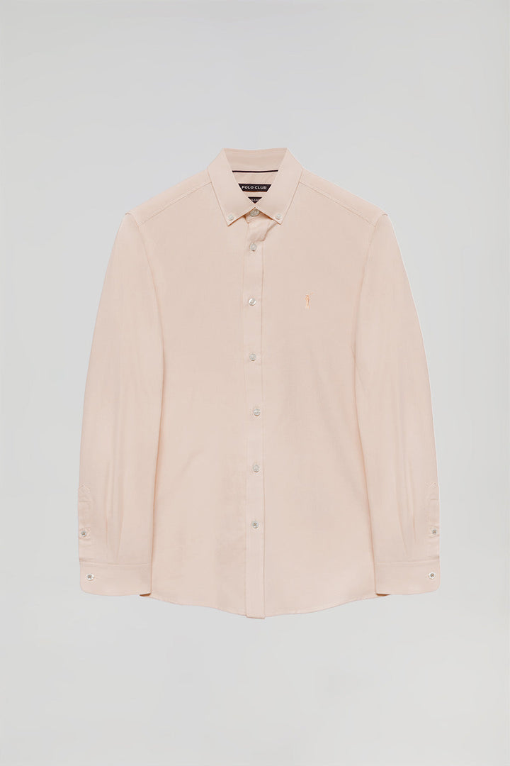 Peach Oxford shirt with Rigby Go logo