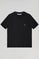 Black short-sleeve round-neck knit jumper with Rigby Go logo
