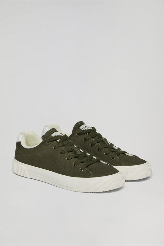 Khaki Habana canvas trainers with Polo Club details for men