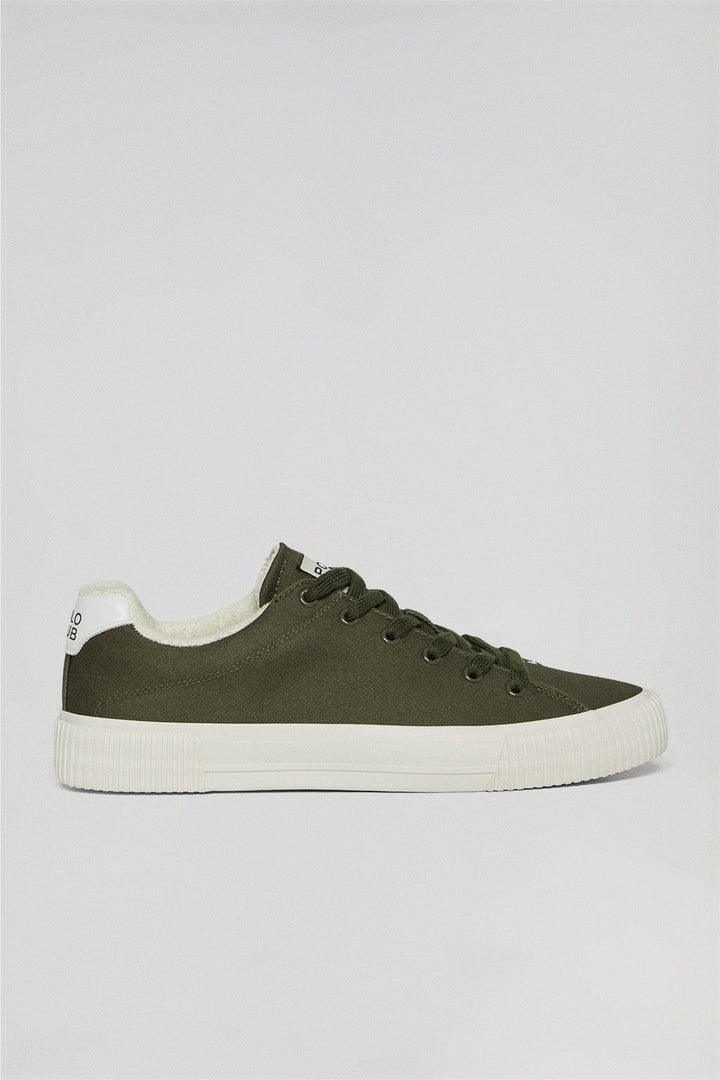 Khaki Habana canvas trainers with Polo Club details for men