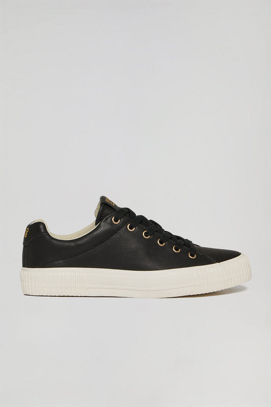 Woman - Shoes - Black faux-leather Habana women trainers with Polo Club details