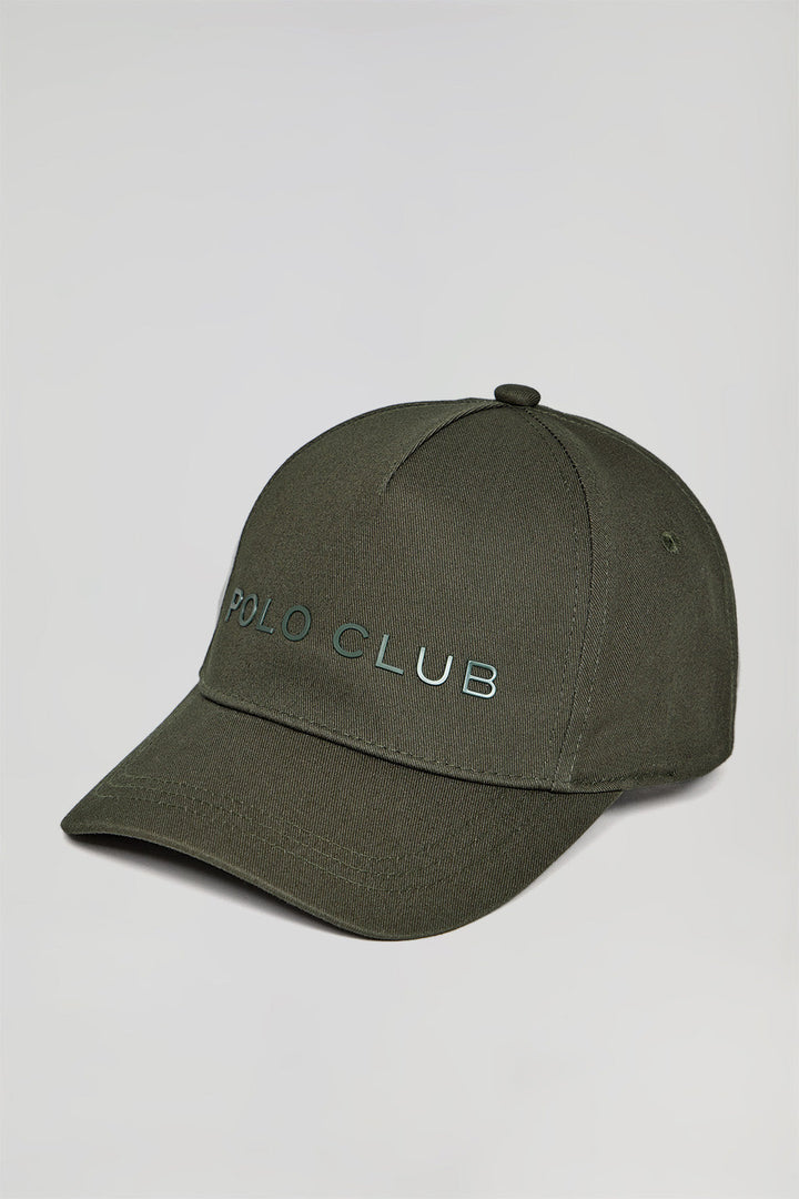 Khaki cap with rubber logo and Polo Club print