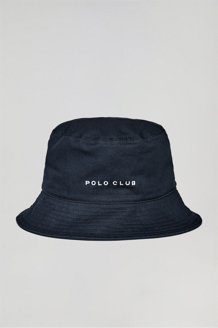 Navy-blue bucket hat with Minimal Polo Club embroidered logo