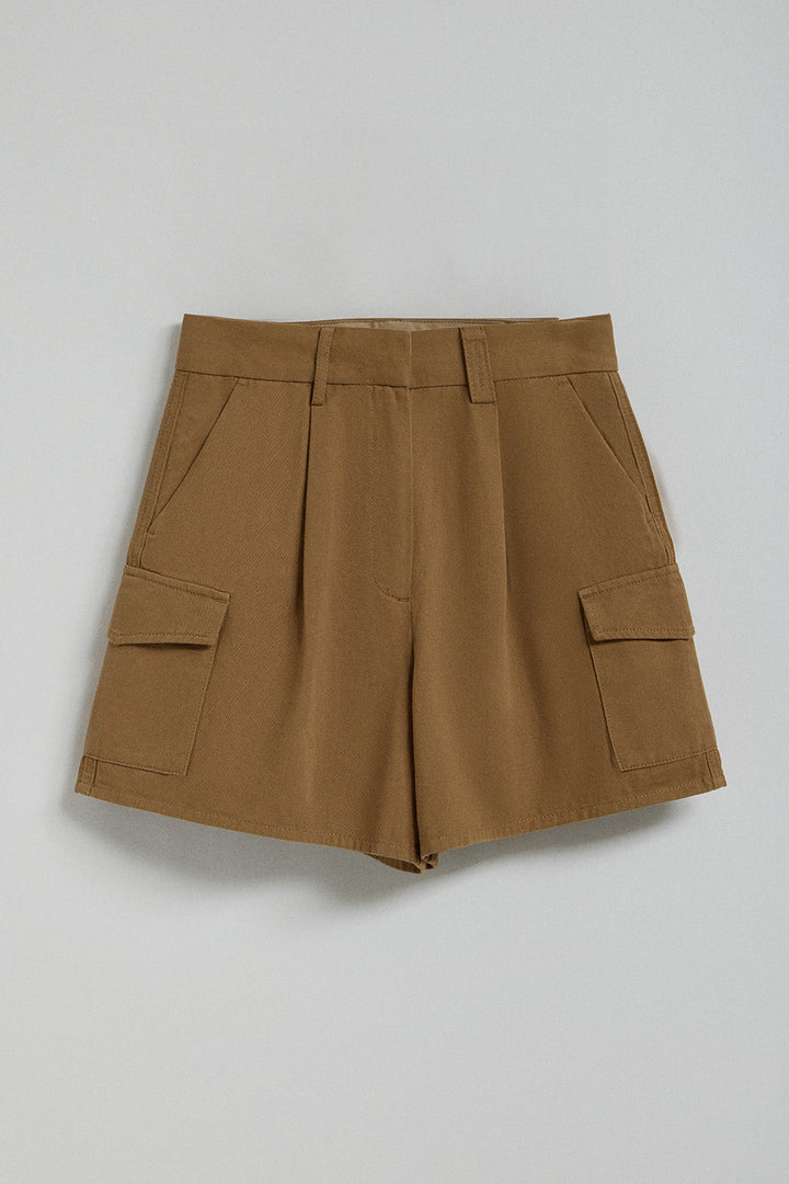 Camel twill Menfis shorts with Polo Club details