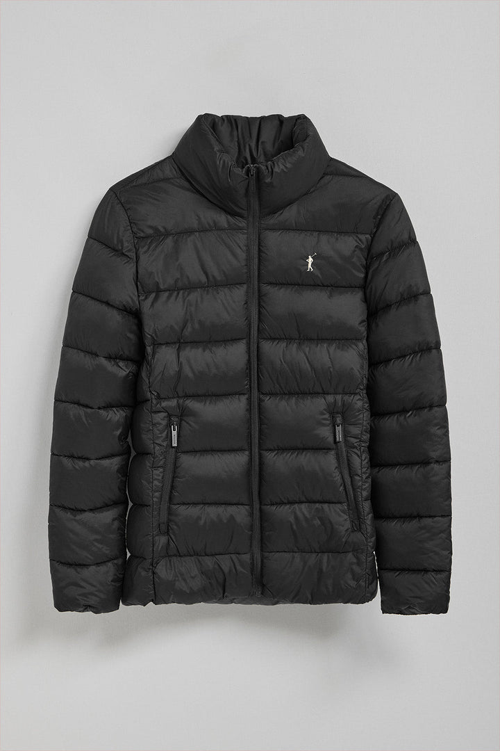 Black ultralight jacket Susanne with Rigby Go embroidery