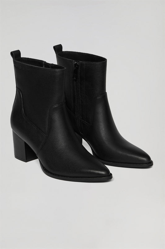 Black Ryta leather ankle boots with Polo Club logo