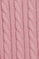 Pink cable-knit jumper with Rigby Go embroidered logo