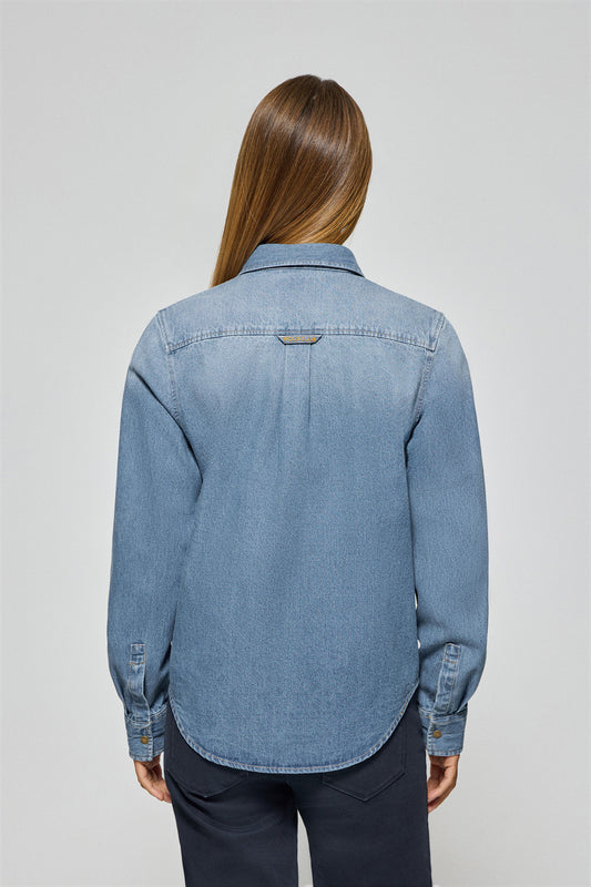 Woman - Shirt - Denim shirt with two pockets and Polo Club detail
