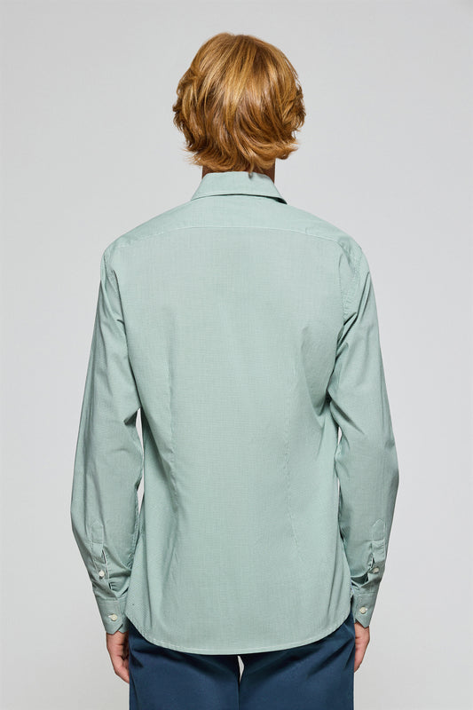 Man - Shirt - Green vichy-check shirt Arizona with Rigby Go embroidered logo
