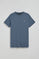 Denim-blue round-neck T-shirt with Rigby Go embroidered logo