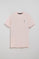 Light-pink round-neck T-shirt with Rigby Go embroidered logo