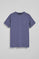 Ocean-blue garment-dyed tee with round neck and Polo Club rubber logo