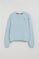 Light-blue round-neck sweatshirt with Rigby Go embroidered logo