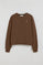 Brown round-neck sweatshirt with Rigby Go embroidered logo