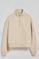 Beige half-zip sweatshirt with Polo Club rubber logo