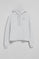 White hoodie with Rigby Go embroidered logo