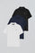 Polo shirt with three buttons and Rigby Go logo 3 pack (black, navy blue and white)