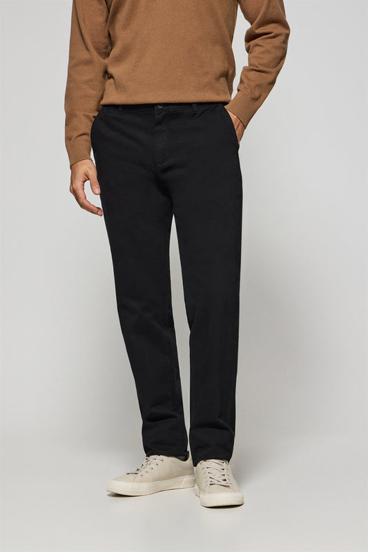 Man - Trousers - Black chinos Vanya with Polo Club embroidery