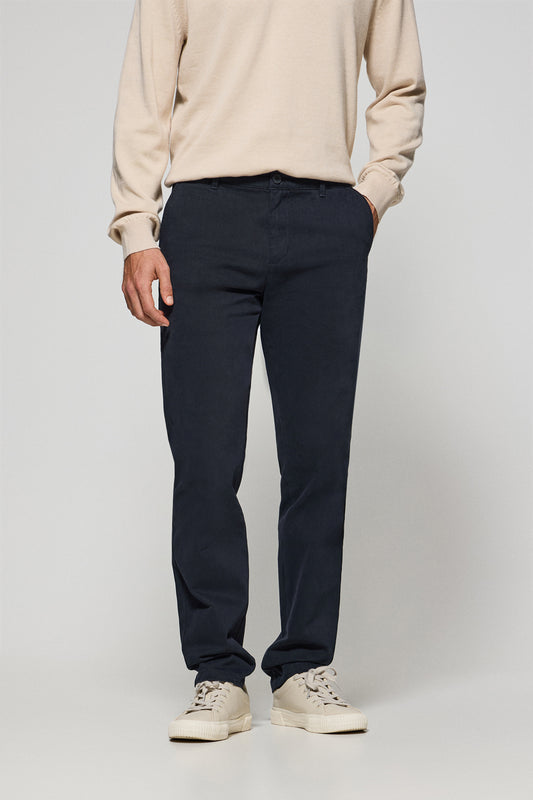 Man - Trousers - Navy-blue chinos Vanya with Polo Club embroidery