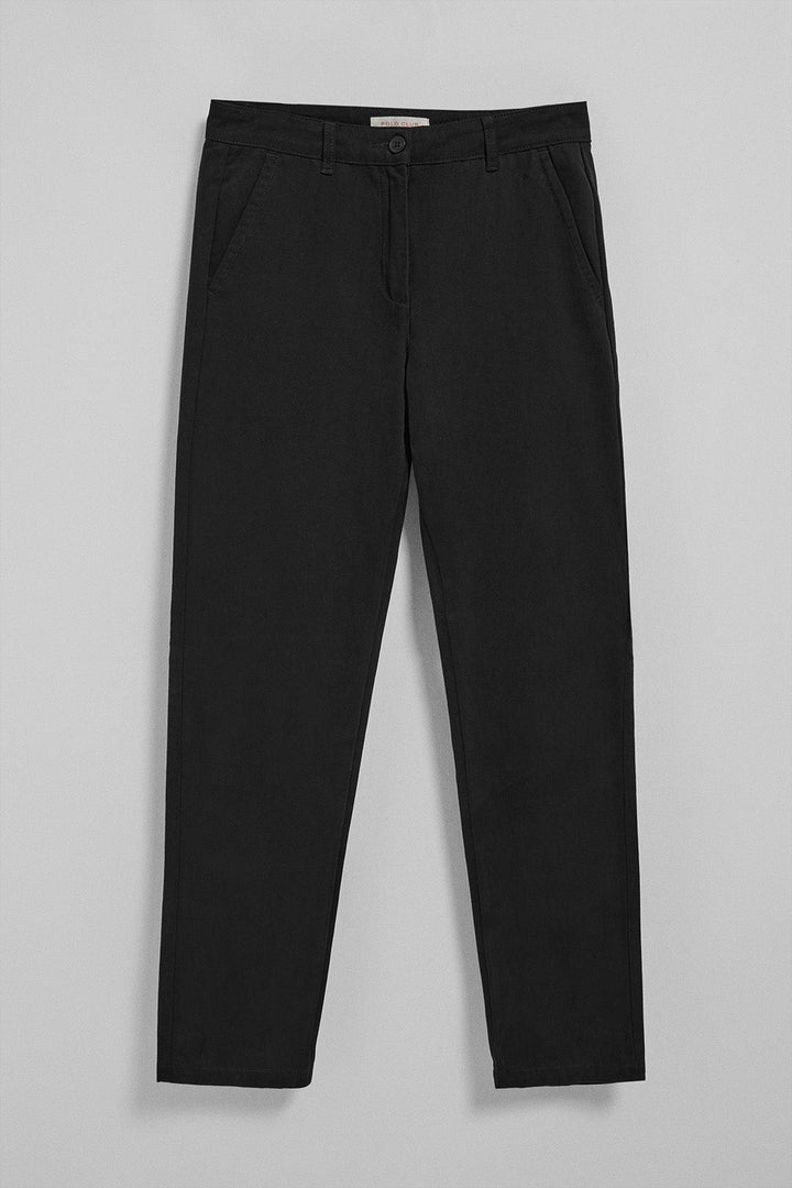 Black chinos May with minimal Polo Club pocket embroidery