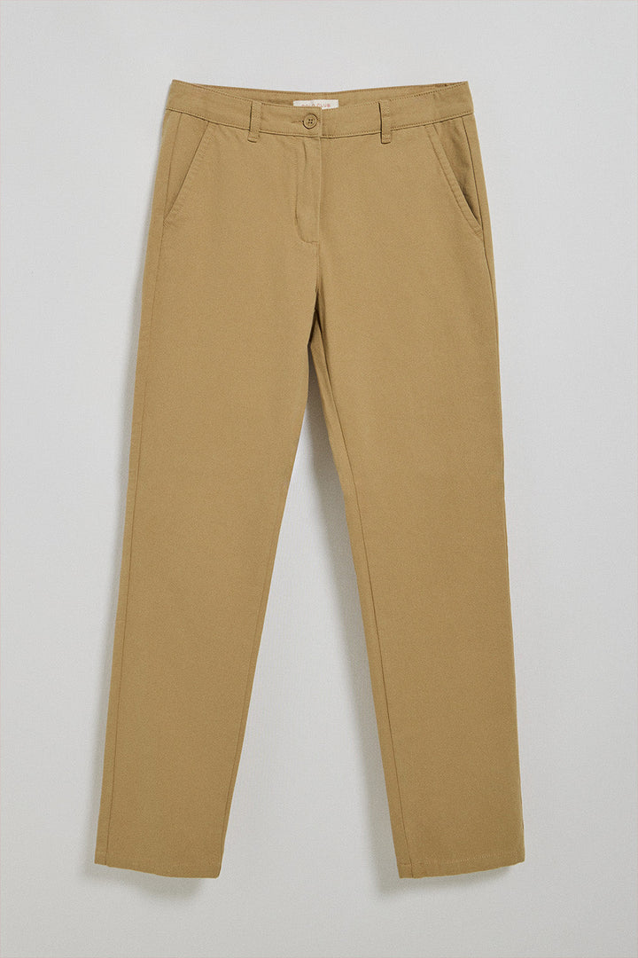 Sandy chinos May with minimal Polo Club pocket embroidery