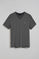 Asphalt-grey V-neck T-shirt with Rigby Go embroidered logo