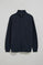 Navy-blue high-neck zip sweatshirt with Rigby Go logo