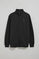 Black high-neck zip sweatshirt with Rigby Go logo
