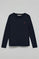Navy-blue long-sleeve basic T-shirt with Rigby Go logo
