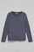 Denim-blue long-sleeve basic T-shirt with Rigby Go logo