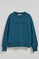 Blue round-neck basic sweatshirt with front Polo Club rubber logo