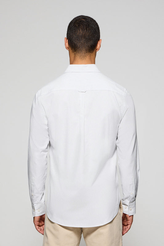 Light-grey striped shirt Yale with Rigby Go embroidered logo