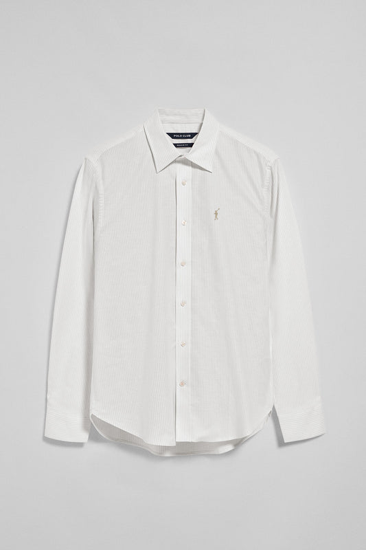 Light-grey striped shirt Yale with Rigby Go embroidered logo