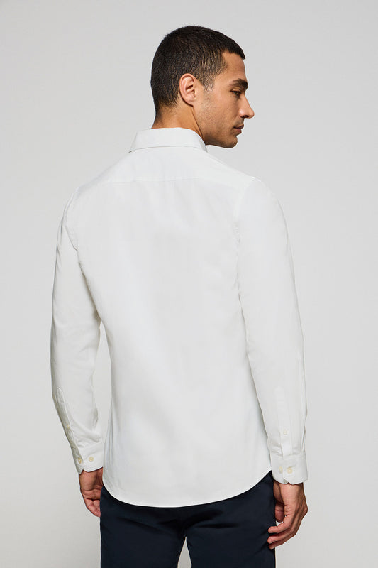 Man - Shirt - White slim-fit poplin shirt with Rigby Go embroidered logo
