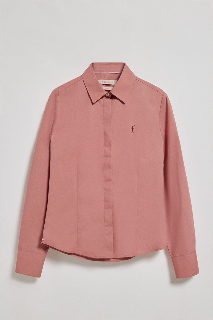 Coral slim-fit poplin shirt with Rigby Go embroidered logo