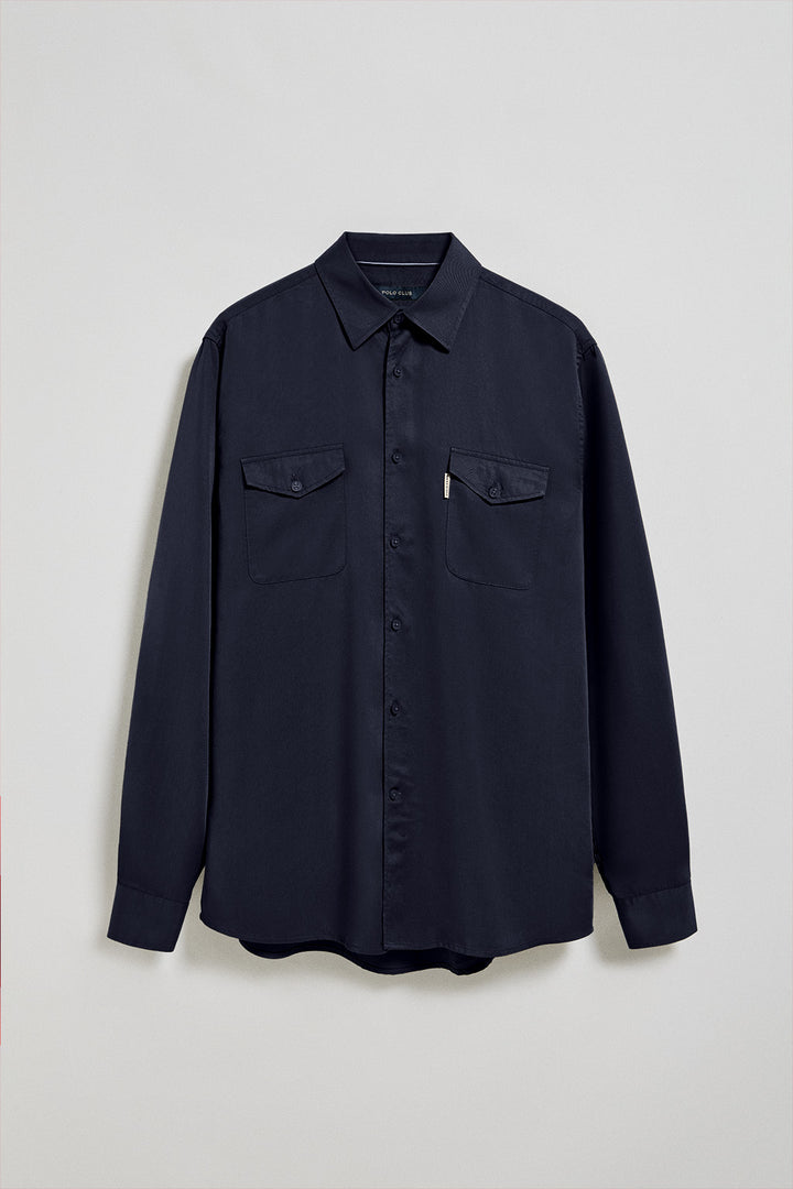 Navy-blue regular-fit shirt Franklin with pockets