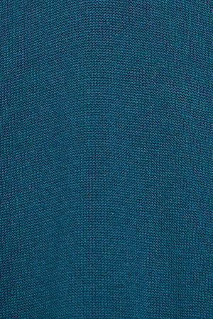 Greenish-blue V-neck knit jumper with Rigby Go embroidery
