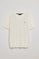 Beige short-sleeve jumper with round neck and embroidered logo