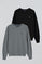 Round-neck knit jumper with Rigby Go embroidery 2 pack (black and grey marl)