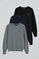 Round-neck knit jumper with Rigby Go embroidery 3 pack (navy blue, black and grey marl)
