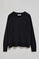 Navy-blue V-neck jumper in cotton and linen with embroidered monogram