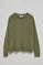 Light-green V-neck jumper in cotton and linen with embroidered monogram