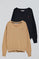 V-neck jumper with Rigby Go embroidered logo 2 women's pack (navy blue and caramel)