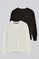 Round-neck knit jumper with Rigby Go embroidery 2 women's pack (black and beige)