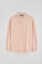 Blush-pink long-sleeve pique polo shirt with Rigby Best embroidery