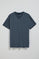 Denim-blue short-sleeve V-neck T-shirt with Rigby Best embroidery