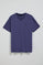 Blue-violet short-sleeve V-neck T-shirt with Rigby Best embroidery