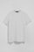 White round-neck basic T-shirt with Rigby Best embroidery