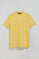 Yellow round-neck basic T-shirt with Rigby Best embroidery